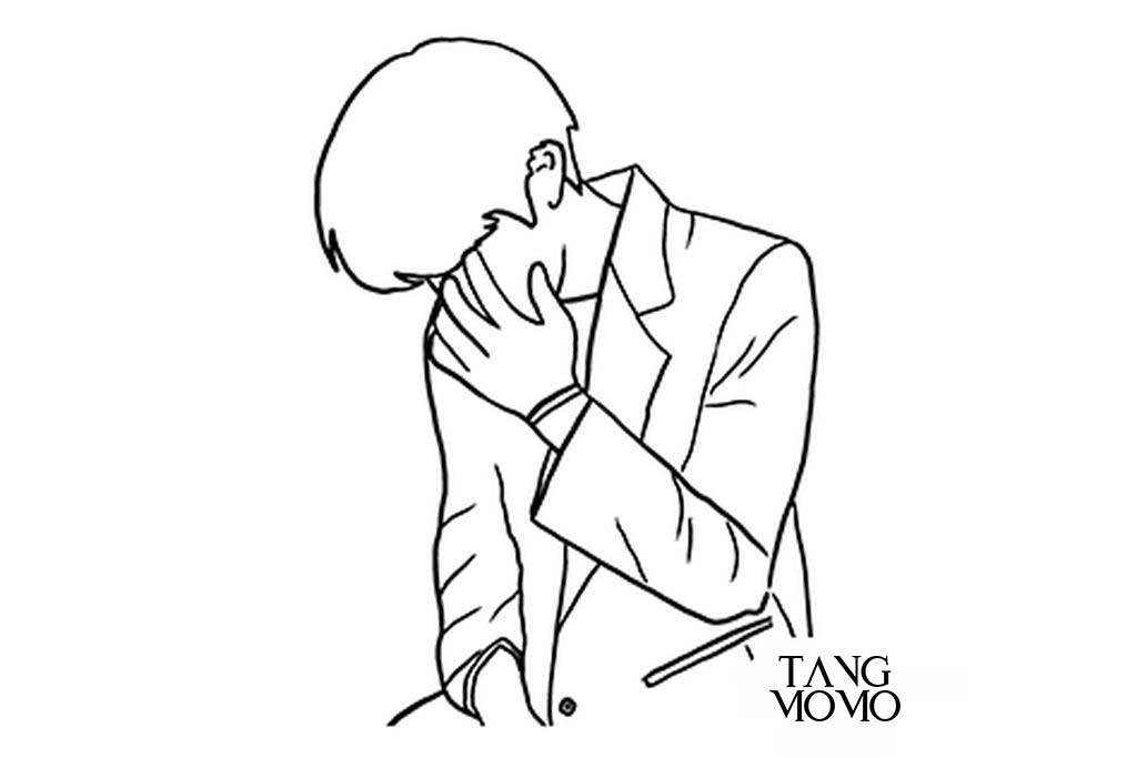 รูปชายหนุ่มก้มหน้าขยี้ตา