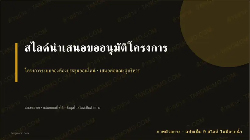 ภาพตัวอย่างบางส่วนของ สไลด์นำเสนอขออนุมัติโครงการ (PowerPoint)