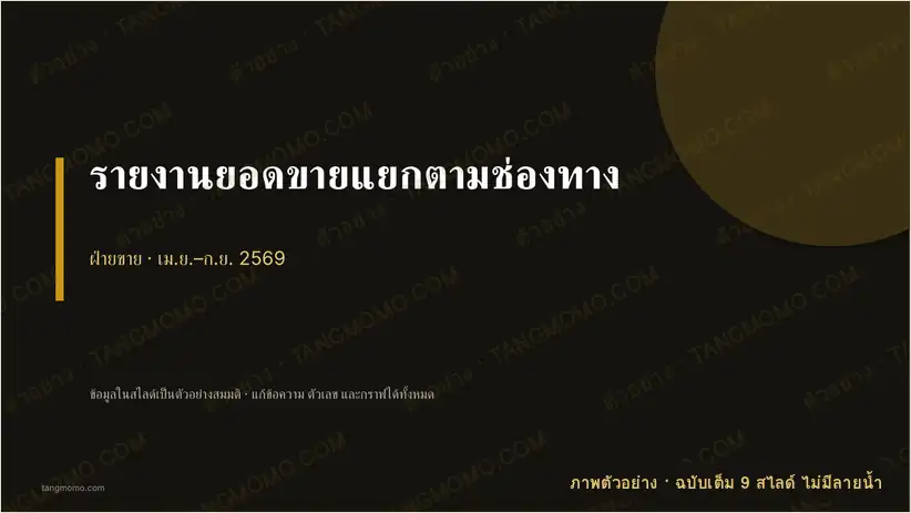 ภาพตัวอย่างบางส่วนของ รายงานยอดขายแยกตามช่องทาง (PowerPoint)