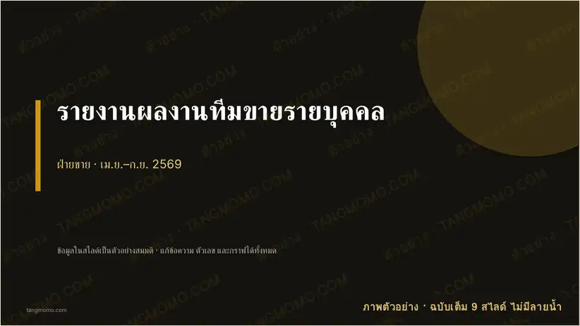 ภาพตัวอย่างบางส่วนของ รายงานผลงานทีมขายรายบุคคล (PowerPoint)