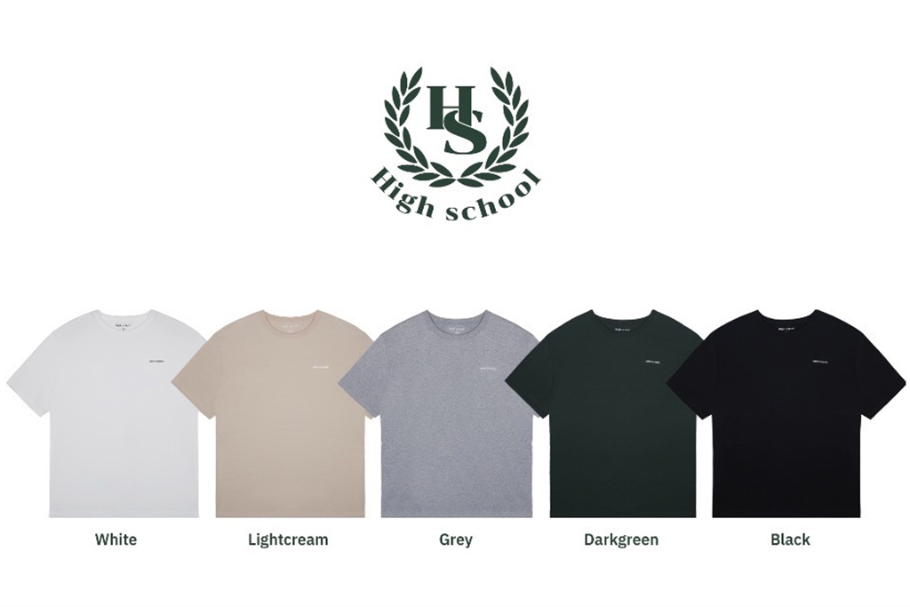 Highschool เสื้อยืดสีพื้นพอดีตัว